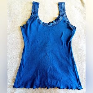 Women’s Blue Ribbed Tank Top, Size M